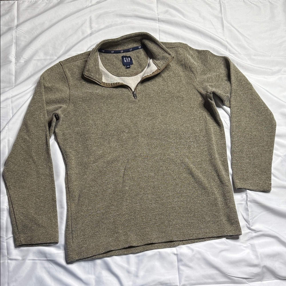 GAP Khaki Zip Up Sweater